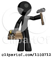 Poster, Art Print Of Black Design Mascot Man Holding Tools And Toolchest Ready To Work