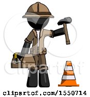 Poster, Art Print Of Black Explorer Ranger Man Under Construction Concept Traffic Cone And Tools