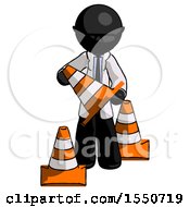 Poster, Art Print Of Black Doctor Scientist Man Holding A Traffic Cone