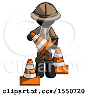 Poster, Art Print Of Black Explorer Ranger Man Holding A Traffic Cone