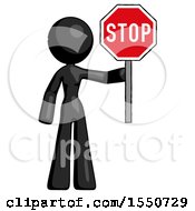 Poster, Art Print Of Black Design Mascot Woman Holding Stop Sign