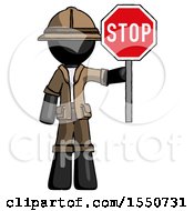 Poster, Art Print Of Black Explorer Ranger Man Holding Stop Sign