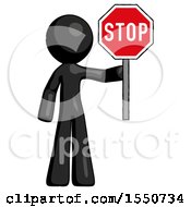 Poster, Art Print Of Black Design Mascot Man Holding Stop Sign
