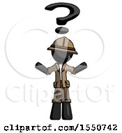Poster, Art Print Of Black Explorer Ranger Man With Question Mark Above Head Confused