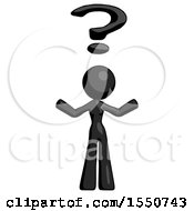 Poster, Art Print Of Black Design Mascot Woman Question Mark Above Head Confused