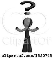 Poster, Art Print Of Black Design Mascot Man With Question Mark Above Head Confused