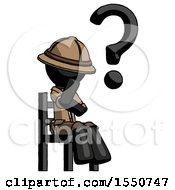 Poster, Art Print Of Black Explorer Ranger Man Question Mark Concept Sitting On Chair Thinking