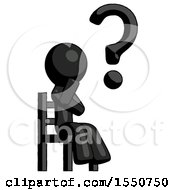 Poster, Art Print Of Black Design Mascot Man Question Mark Concept Sitting On Chair Thinking