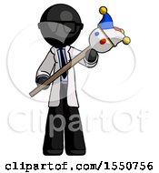 Poster, Art Print Of Black Doctor Scientist Man Holding Jester Diagonally