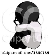 Black Doctor Scientist Man Sitting With Head Down Back View Facing Left