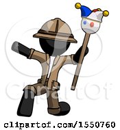 Poster, Art Print Of Black Explorer Ranger Man Holding Jester Staff Posing Charismatically