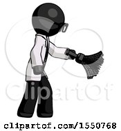 Poster, Art Print Of Black Doctor Scientist Man Dusting With Feather Duster Downwards
