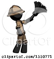 Poster, Art Print Of Black Explorer Ranger Man Dusting With Feather Duster Upwards