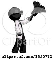 Poster, Art Print Of Black Doctor Scientist Man Dusting With Feather Duster Upwards