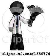 Poster, Art Print Of Black Doctor Scientist Man Holding Feather Duster Facing Forward