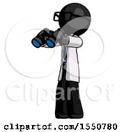 Poster, Art Print Of Black Doctor Scientist Man Holding Binoculars Ready To Look Left