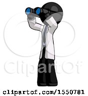 Poster, Art Print Of Black Doctor Scientist Man Looking Through Binoculars To The Left