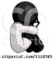 Poster, Art Print Of Black Doctor Scientist Man Sitting With Head Down Back View Facing Right