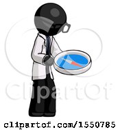 Poster, Art Print Of Black Doctor Scientist Man Looking At Large Compass Facing Right