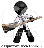 Poster, Art Print Of Black Doctor Scientist Man Broom Fighter Defense Pose