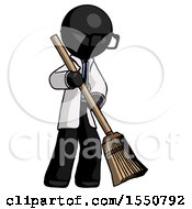 Poster, Art Print Of Black Doctor Scientist Man Sweeping Area With Broom