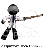 Poster, Art Print Of Black Doctor Scientist Man Bo Staff Pointing Right Kung Fu Pose