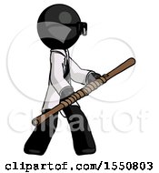 Poster, Art Print Of Black Doctor Scientist Man Holding Bo Staff In Sideways Defense Pose