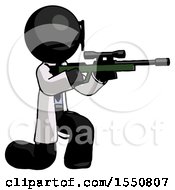 Black Doctor Scientist Man Kneeling Shooting Sniper Rifle