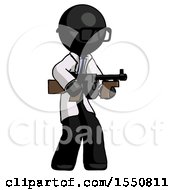Black Doctor Scientist Man Tommy Gun Gangster Shooting Pose
