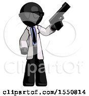 Black Doctor Scientist Man Holding Handgun