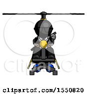 Black Doctor Scientist Man Flying In Gyrocopter Front View