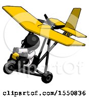 Black Doctor Scientist Man In Ultralight Aircraft Top Side View