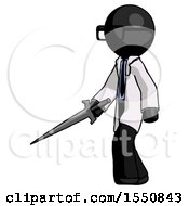 Poster, Art Print Of Black Doctor Scientist Man With Sword Walking Confidently