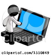 Poster, Art Print Of Black Doctor Scientist Man Using Large Laptop Computer