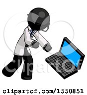 Poster, Art Print Of Black Doctor Scientist Man Throwing Laptop Computer In Frustration