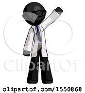 Poster, Art Print Of Black Doctor Scientist Man Waving Emphatically With Left Arm