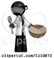 Black Doctor Scientist Man With Empty Bowl And Spoon Ready To Make Something