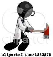 Poster, Art Print Of Black Doctor Scientist Man With Ax Hitting Striking Or Chopping