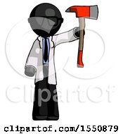 Poster, Art Print Of Black Doctor Scientist Man Holding Up Red Firefighters Ax