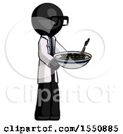 Black Doctor Scientist Man Holding Noodles Offering To Viewer