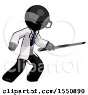 Poster, Art Print Of Black Doctor Scientist Man Stabbing With Ninja Sword Katana