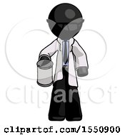 Black Doctor Scientist Man Begger Holding Can Begging Or Asking For Charity