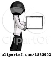 Poster, Art Print Of Black Doctor Scientist Man Show Tablet Device Computer To Viewer Blank Area