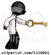 Poster, Art Print Of Black Doctor Scientist Man With Big Key Of Gold Opening Something