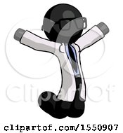 Poster, Art Print Of Black Doctor Scientist Man Jumping Or Kneeling With Gladness