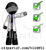 Poster, Art Print Of Black Doctor Scientist Man Standing By List Of Checkmarks
