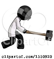 Poster, Art Print Of Black Doctor Scientist Man Hitting With Sledgehammer Or Smashing Something