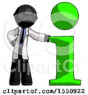 Black Doctor Scientist Man With Info Symbol Leaning Up Against It