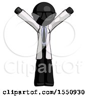 Black Doctor Scientist Man With Arms Out Joyfully