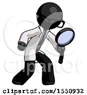Poster, Art Print Of Black Doctor Scientist Man Inspecting With Large Magnifying Glass Right